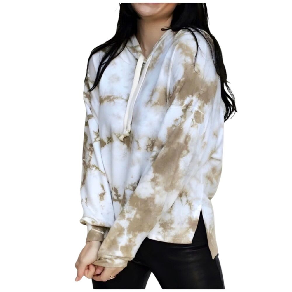 Found Green Tie-Dye Long Sleeve Fleece Lined Sweatshirt Women's Medium Oversize